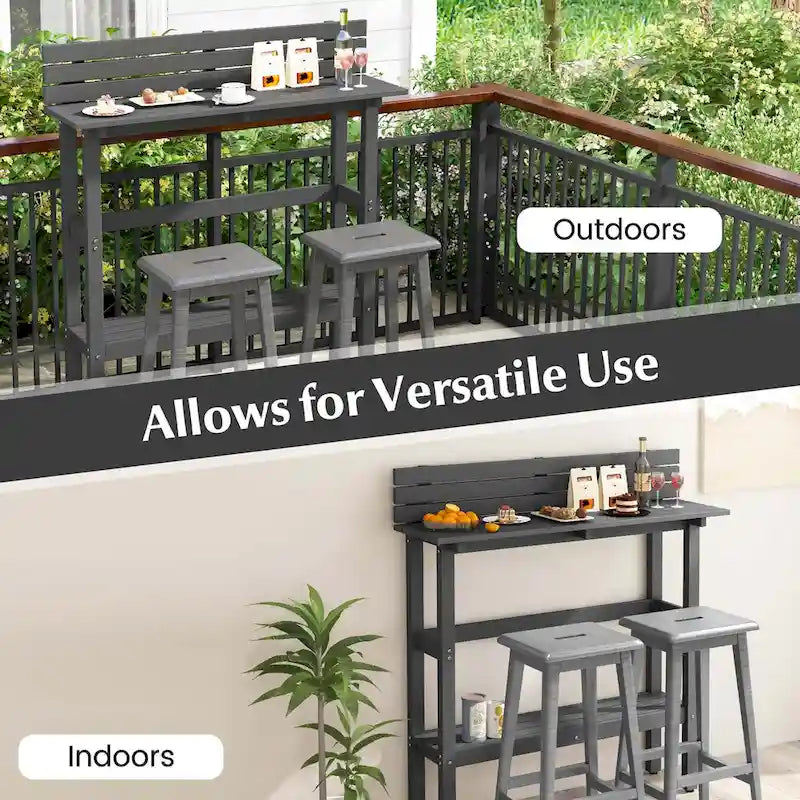 Costway 48 Outdoor Bar Table with Storage Shelf & Adjustable Foot - See Details