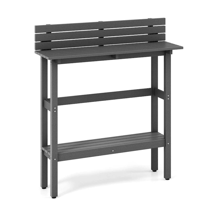 Costway 48 Outdoor Bar Table with Storage Shelf & Adjustable Foot - See Details