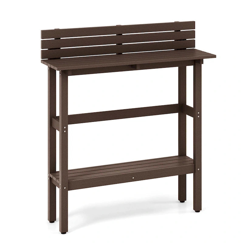 Costway 48 Outdoor Bar Table with Storage Shelf & Adjustable Foot - See Details