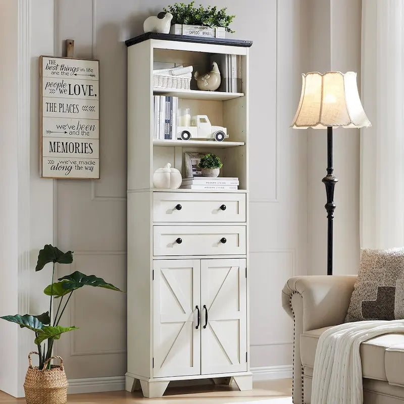 72 Tall Bathroom Storage Cabinet, Farmhouse Storage Cabinet - N/A