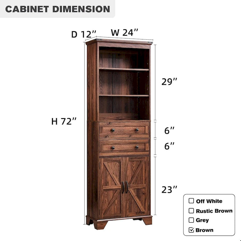 72 Tall Bathroom Storage Cabinet, Farmhouse Storage Cabinet - N/A