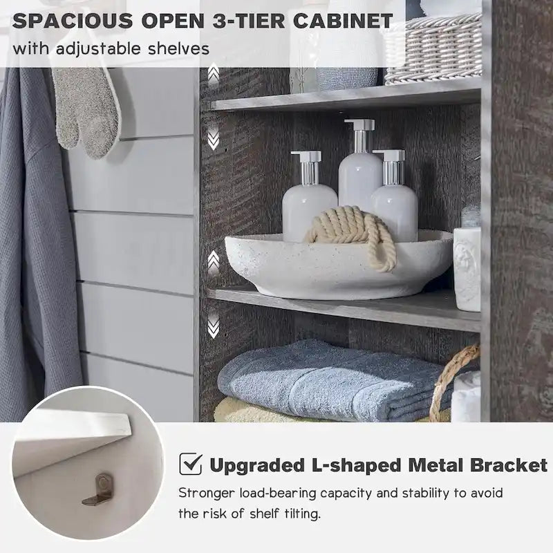 72 Tall Bathroom Storage Cabinet, Farmhouse Storage Cabinet - N/A