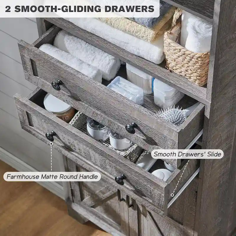 72 Tall Bathroom Storage Cabinet, Farmhouse Storage Cabinet - N/A