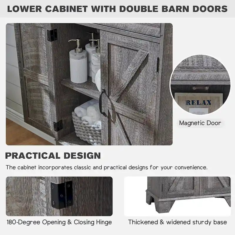 72 Tall Bathroom Storage Cabinet, Farmhouse Storage Cabinet - N/A