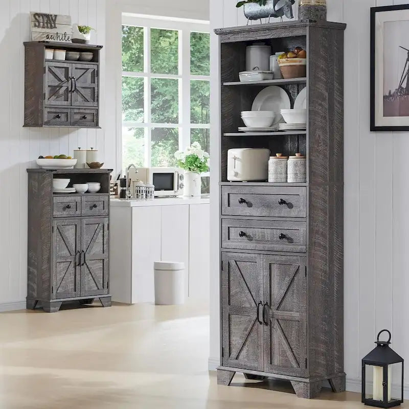 72 Tall Bathroom Storage Cabinet, Farmhouse Storage Cabinet - N/A