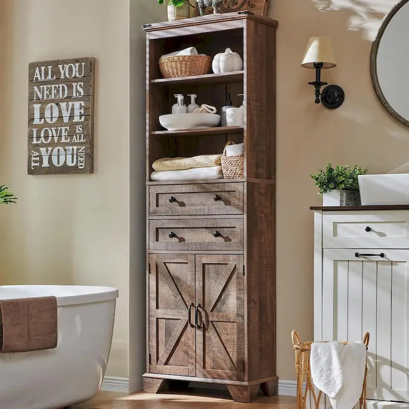 72 Tall Bathroom Storage Cabinet, Farmhouse Storage Cabinet - N/A