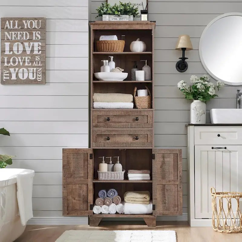 72 Tall Bathroom Storage Cabinet, Farmhouse Storage Cabinet - N/A