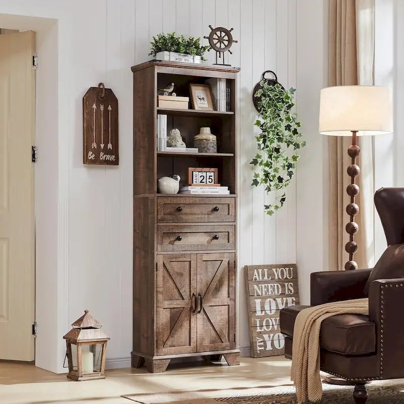 72 Tall Bathroom Storage Cabinet, Farmhouse Storage Cabinet - N/A