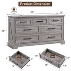 Farmhouse 7 Drawer Dresser for Bedroom, Chest of Drawers, TV Stand