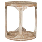 Two Tier Handmade Round End Table - 22 - Beige