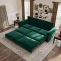 3-in-1 Chesterfield Sofa Bed, King Pull Out Sofa Bed, Velvet/Faux Leather Convertible Sleeper Sofa w/ Nailhead Trim & Rolled Arm