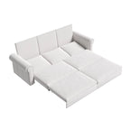 3-in-1 Chesterfield Sofa Bed, King Pull Out Sofa Bed, Velvet/Faux Leather Convertible Sleeper Sofa w/ Nailhead Trim & Rolled Arm