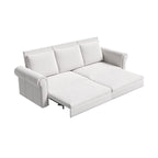 3-in-1 Chesterfield Sofa Bed, King Pull Out Sofa Bed, Velvet/Faux Leather Convertible Sleeper Sofa w/ Nailhead Trim & Rolled Arm