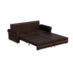 3-in-1 Chesterfield Sofa Bed, King Pull Out Sofa Bed, Velvet/Faux Leather Convertible Sleeper Sofa w/ Nailhead Trim & Rolled Arm