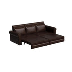3-in-1 Chesterfield Sofa Bed, King Pull Out Sofa Bed, Velvet/Faux Leather Convertible Sleeper Sofa w/ Nailhead Trim & Rolled Arm