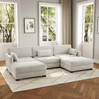 5-Piece U Shaped Couch Modular Sectional Sofa with Ottoman