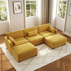 5-Piece U Shaped Couch Modular Sectional Sofa with Ottoman