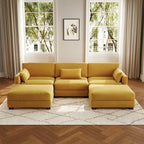 5-Piece U Shaped Couch Modular Sectional Sofa with Ottoman