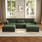 5-Piece U Shaped Couch Modular Sectional Sofa with Ottoman