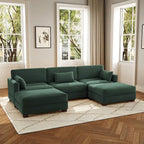 5-Piece U Shaped Couch Modular Sectional Sofa with Ottoman