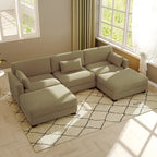 5-Piece U Shaped Couch Modular Sectional Sofa with Ottoman
