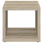 Rizz Side End Table, Square Cube Design Shelf, 23 Inch Light Brown