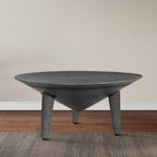 Venus 28 Inch Coffee Table with 3 Tapered Splayed Legs, Gray Mango Wood