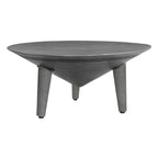 Venus 28 Inch Coffee Table with 3 Tapered Splayed Legs, Gray Mango Wood