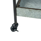 40 Inch Metal Rolling Cart, 3 Tier Shelves, Caster Wheels, Galvanized Gray