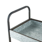 40 Inch Metal Rolling Cart, 3 Tier Shelves, Caster Wheels, Galvanized Gray
