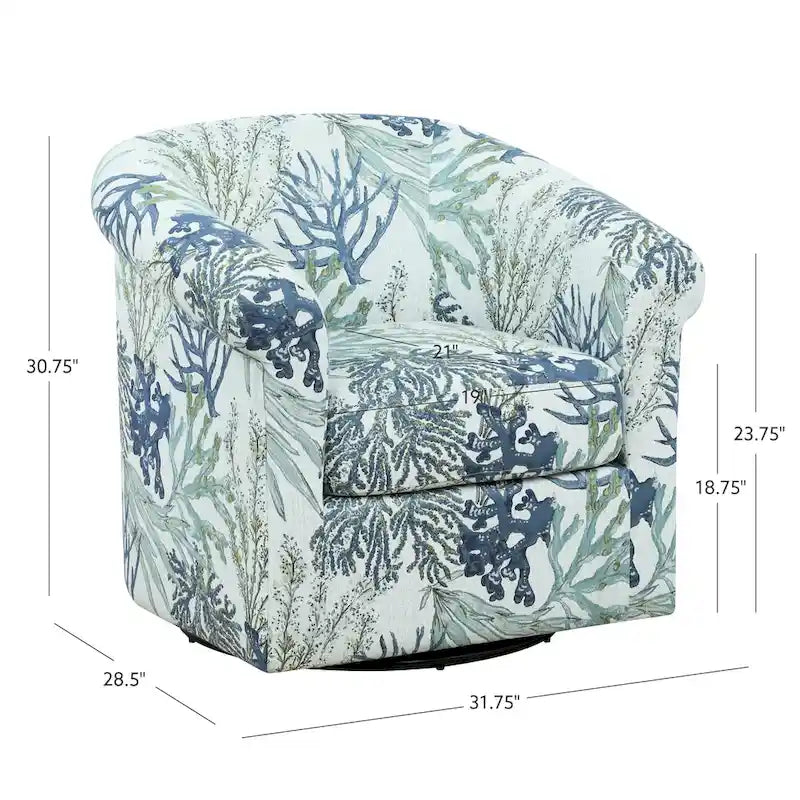 Moriarty Coastal/Beach/Ocean Inspired Swivel Accent Arm Chair