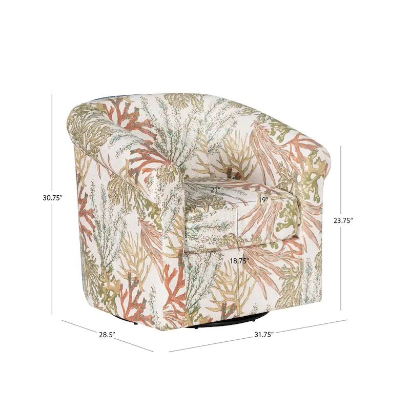 Moriarty Coastal/Beach/Ocean Inspired Swivel Accent Arm Chair