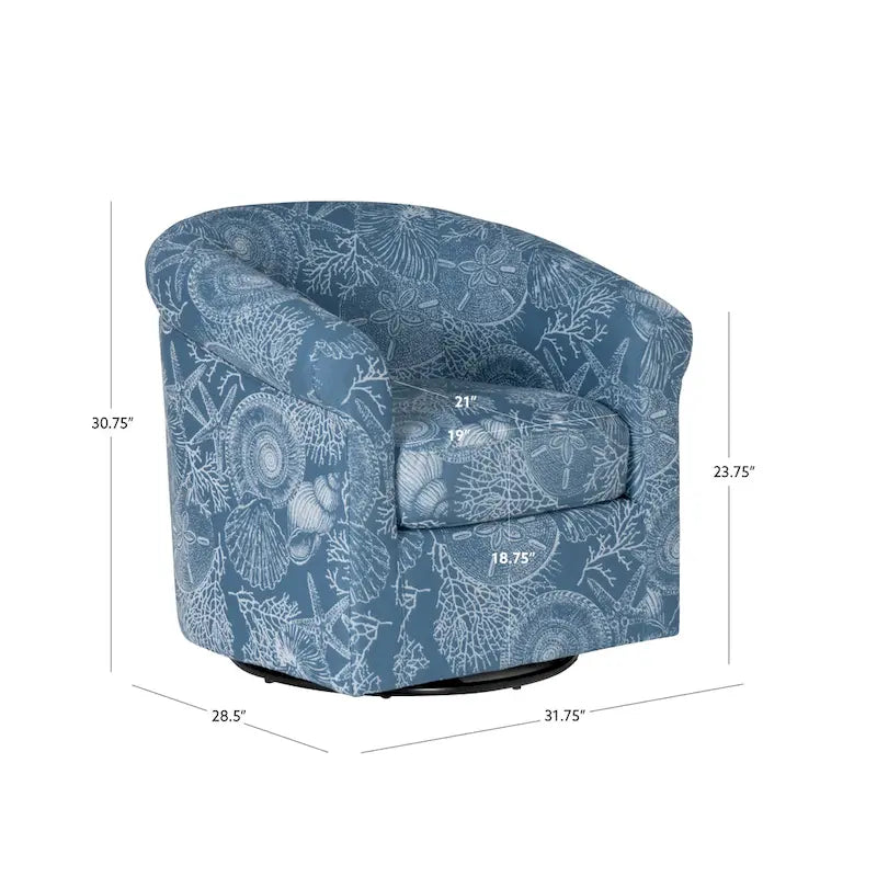 Moriarty Coastal/Beach/Ocean Inspired Swivel Accent Arm Chair