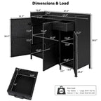 Wicker Outdoor Storage Cabinet Weather-proof Kitchen Island Rattan Bar Table with Tempered Glass Desktop and Drawer Pool Toys