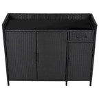 Wicker Outdoor Storage Cabinet Weather-proof Kitchen Island Rattan Bar Table with Tempered Glass Desktop and Drawer Pool Toys