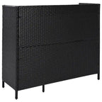 Wicker Outdoor Storage Cabinet Weather-proof Kitchen Island Rattan Bar Table with Tempered Glass Desktop and Drawer Pool Toys