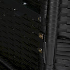 Wicker Outdoor Storage Cabinet Weather-proof Kitchen Island Rattan Bar Table with Tempered Glass Desktop and Drawer Pool Toys