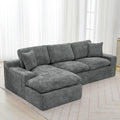 L-Shaped Reversible Sectional Sofa Chenille Fabric Couch Chaise