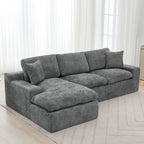 L-Shaped Reversible Sectional Sofa Chenille Fabric Couch Chaise