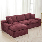 L-Shaped Reversible Sectional Sofa Chenille Fabric Couch Chaise
