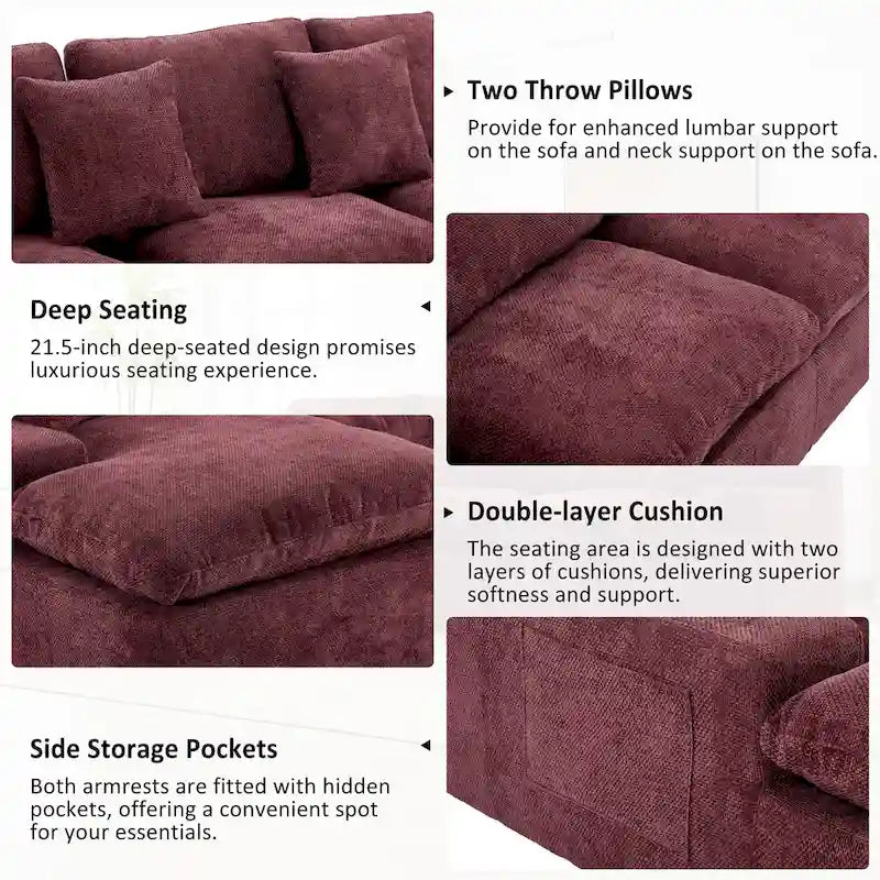L-Shaped Reversible Sectional Sofa Chenille Fabric Couch Chaise