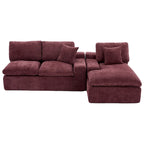 L-Shaped Reversible Sectional Sofa Chenille Fabric Couch Chaise