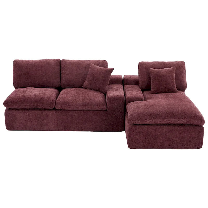 L-Shaped Reversible Sectional Sofa Chenille Fabric Couch Chaise