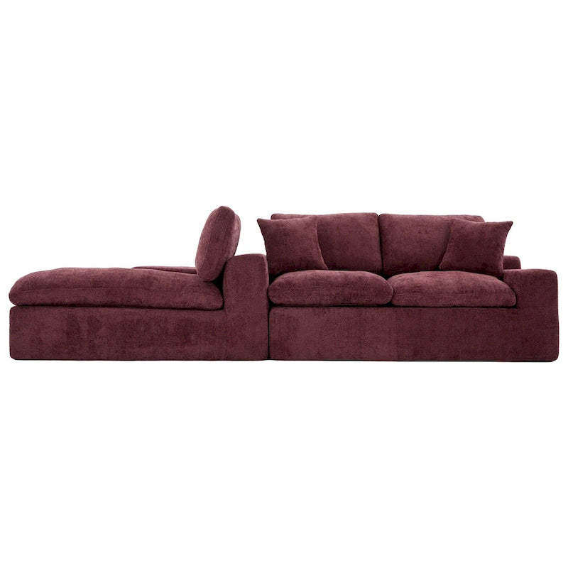 L-Shaped Reversible Sectional Sofa Chenille Fabric Couch Chaise