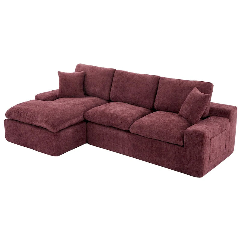 L-Shaped Reversible Sectional Sofa Chenille Fabric Couch Chaise