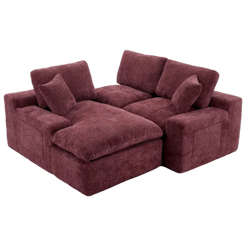 L-Shaped Reversible Sectional Sofa Chenille Fabric Couch Chaise