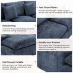 L-Shaped Reversible Sectional Sofa Chenille Fabric Couch Chaise