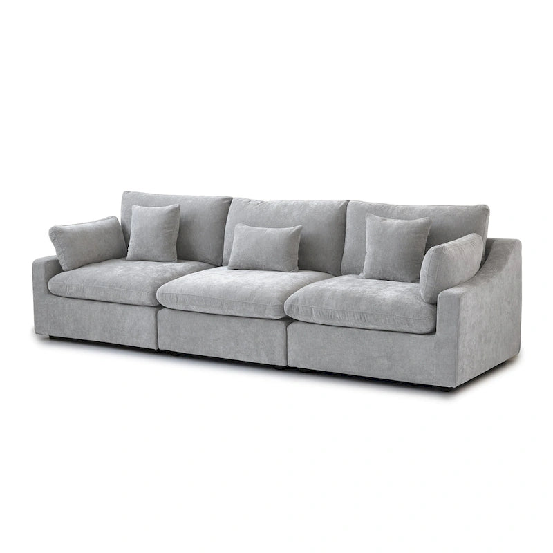 Modern Comfy Linen Sectional Sofa 3-Seater Down Filled Cloud Couch