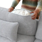Modern Comfy Linen Sectional Sofa 3-Seater Down Filled Cloud Couch