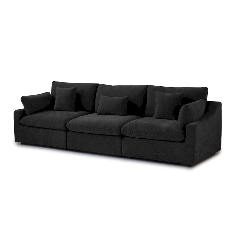 Modern Comfy Linen Sectional Sofa 3-Seater Down Filled Cloud Couch